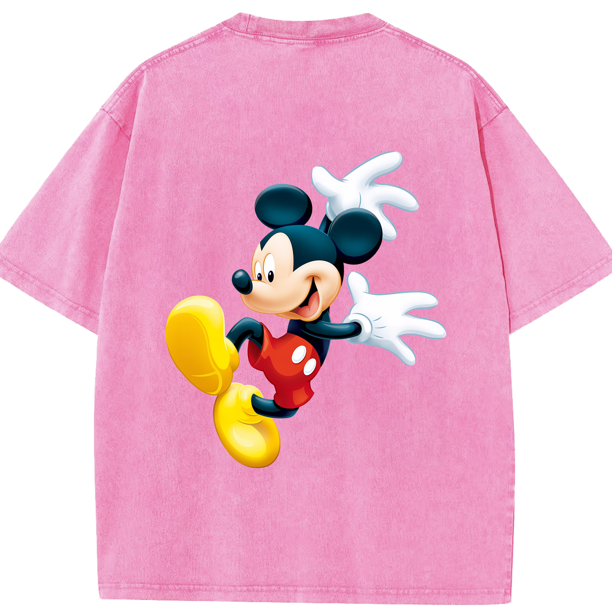 （画像用） ミッキーマウス Mickey Mouse 綿100% ヴィンテージ風 半袖Tシャツ（背面プリント）